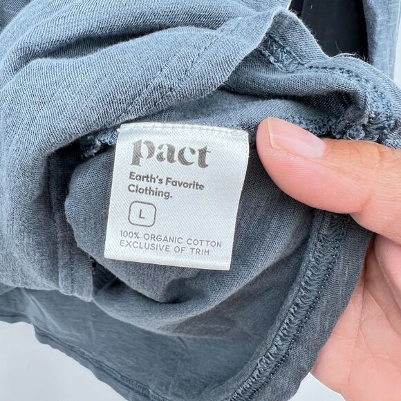 Pact Top Women Shirt Size L Blue 100% Organic Cotton Scoop neck Long Sleeve Tee - Picture 5 of 6